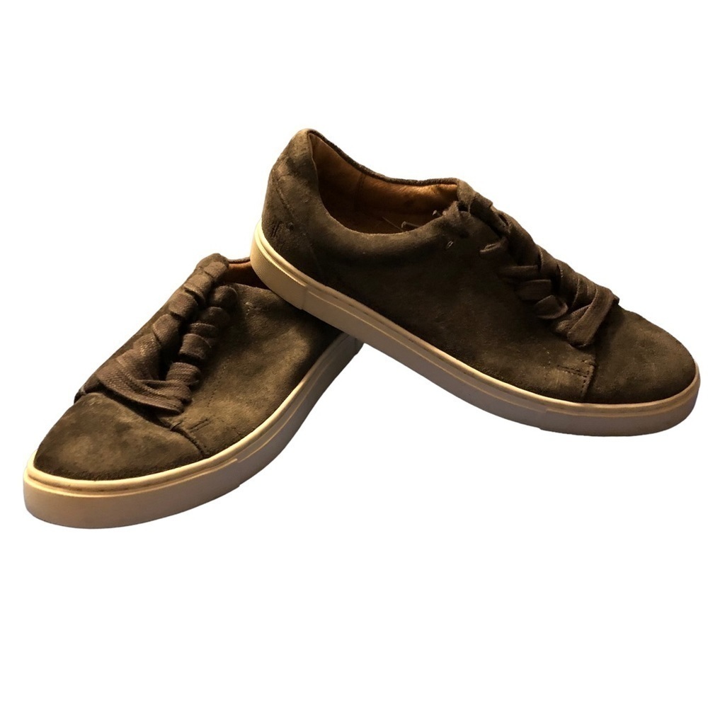 Frye Grey/Brown Suede and Leather Lace-up‎ Sneakers. Size 6.5.